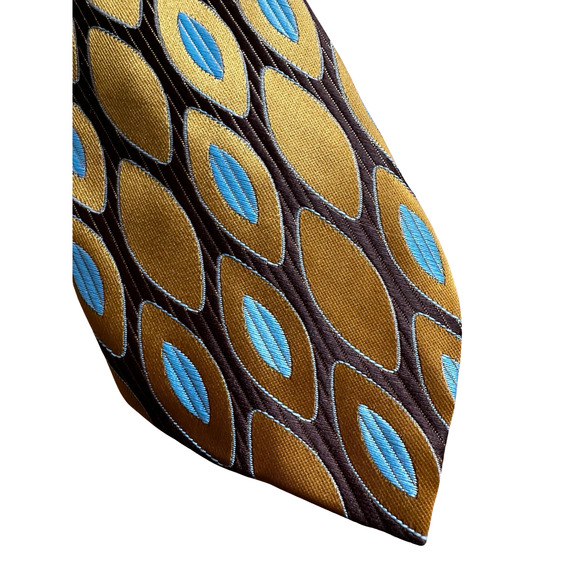 Vintage Mid Century Modern Brown Blue, Tan Monsieur Cravatieur Necktie - Picture 3 of 4